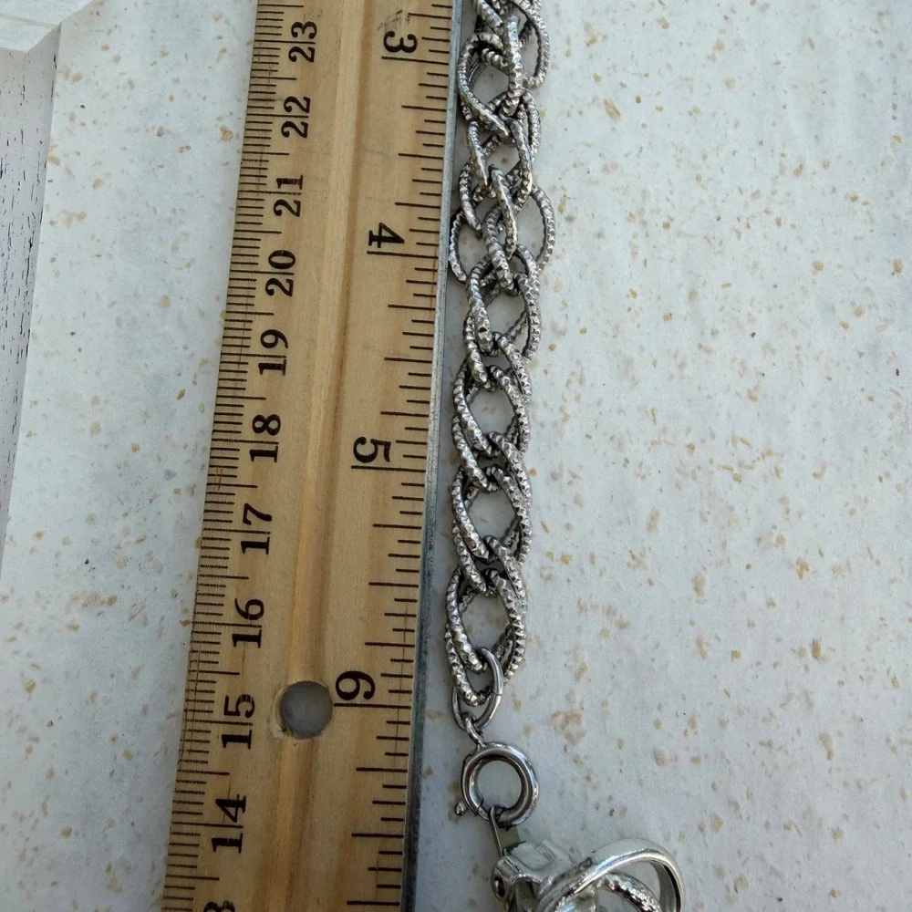 VTG Emmons Silver Tone Feather Leaf Link Clip Earrings & Bracelet Or Dress Clip